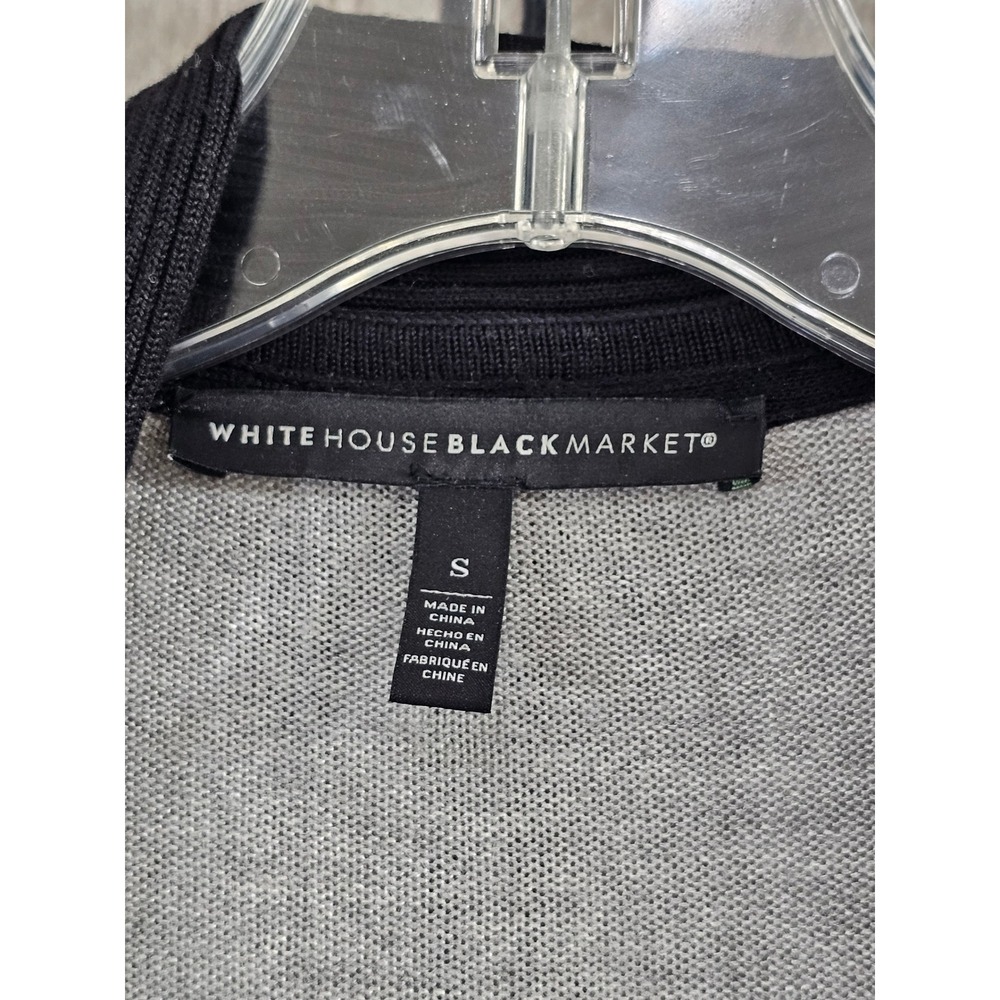 White House Black Market Cardigan Small Gray Colorblock Chevron Open Front EUC - Picture 2 of 4